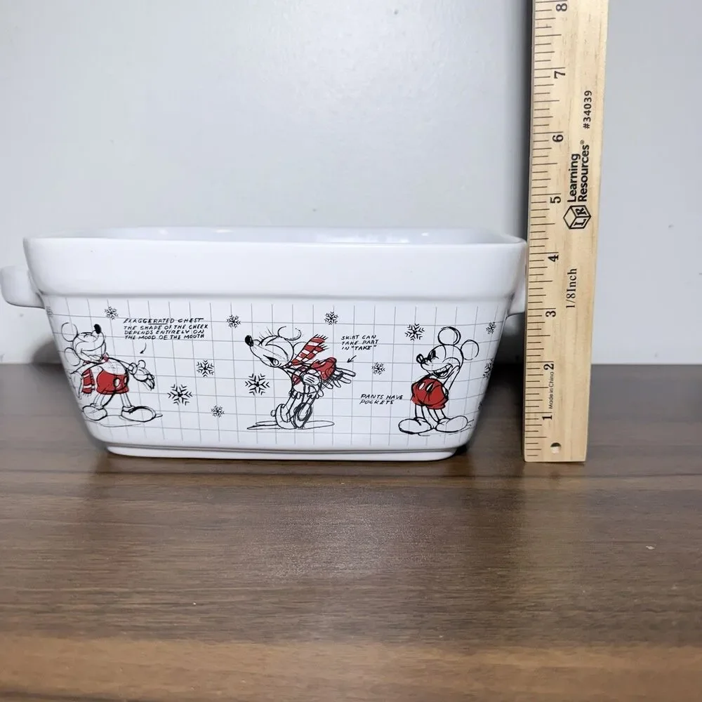Disney Mickey Minnie Mouse Sketchbook Christmas Loaf Pan Bread 9X 5 X 4